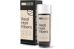 Hair Illusion Black Real Hair Fibers for Thinning Hair - 100% Natural Texture, Non Synthetic Hair Fibers - Bald Spot Cover Up for Women & Men - 38 Gram