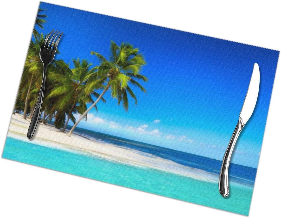Osmykqe Palmen und Tischsets mit bedrucktem, klarem Meer, 6er-Set