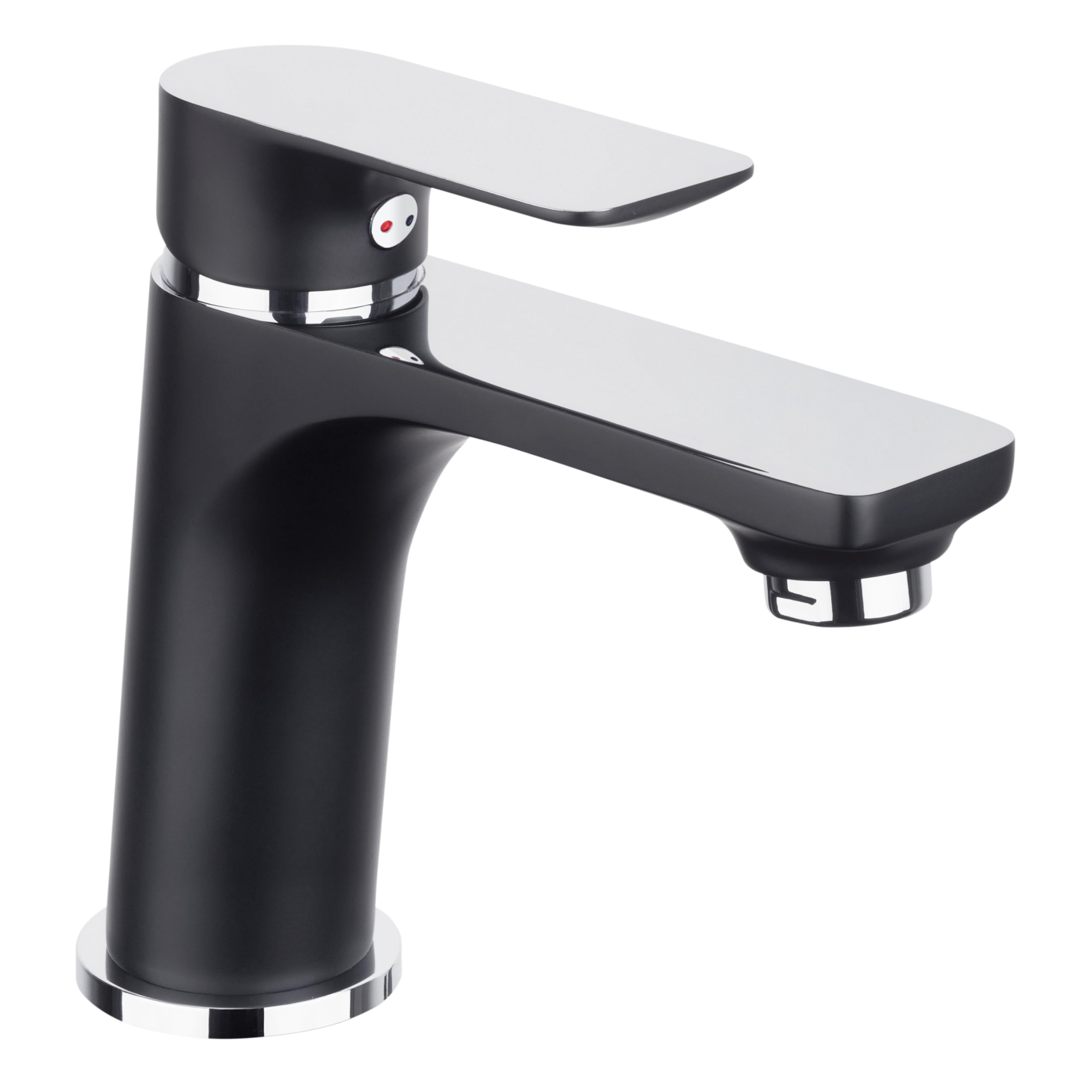 Cornat NERSC1 Noir Single Lever Mixer Tap Black Edition Matt Black Brass Body Effortless Shaft Attachment with Drain Valve/Tap for Bathroom