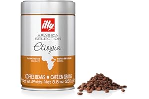 illy Arabica Selections Ethiopia Whole Bean Coffee, 100% Arabica Bean Single Origin Coffee, Light Roast with Notes of Jasmine, All-Natural, No Preservatives, 8.8 Ounce Can (Pack of 1)