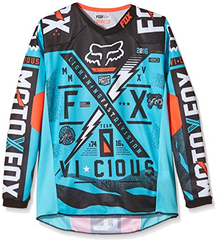 Fox Racing 180 Vicious Youth Boys Dirt Bike Motorcycle Jerseys - Aqua / Large