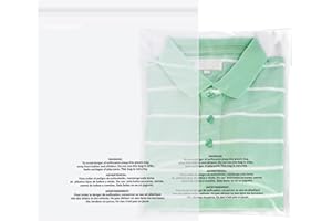 100 Count - 9" x 12", Self Seal 1.6 Mil Clear Plastic Poly Bags with Suffocation Warning for A4, Letter Sized Documents, Mark