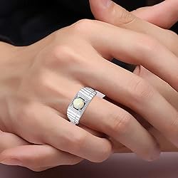 Rylos Men's Ring Sterling Silver Ring, 7MM Round