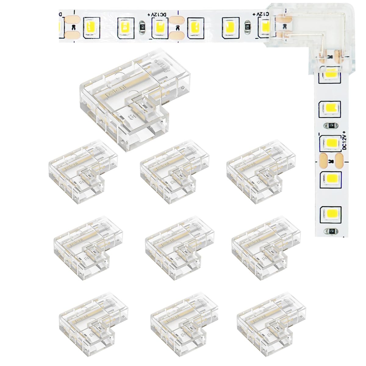 TOKERU LED Strip Connector, 20 Pack, 8mm, 2-Pin (L -Shaped (SMD), 8mm)