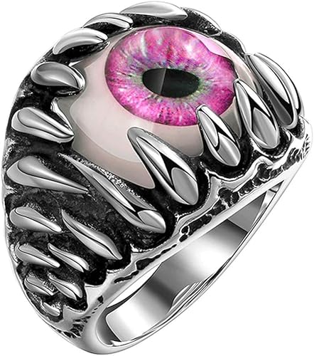 Amazon 義眼リング ピンク モンスターアイボール ステンレス 指輪 リング メンズ レディース 奇抜 ジュエリー お洒落 目玉 プレゼント ギフト 贈り物 リング 通販