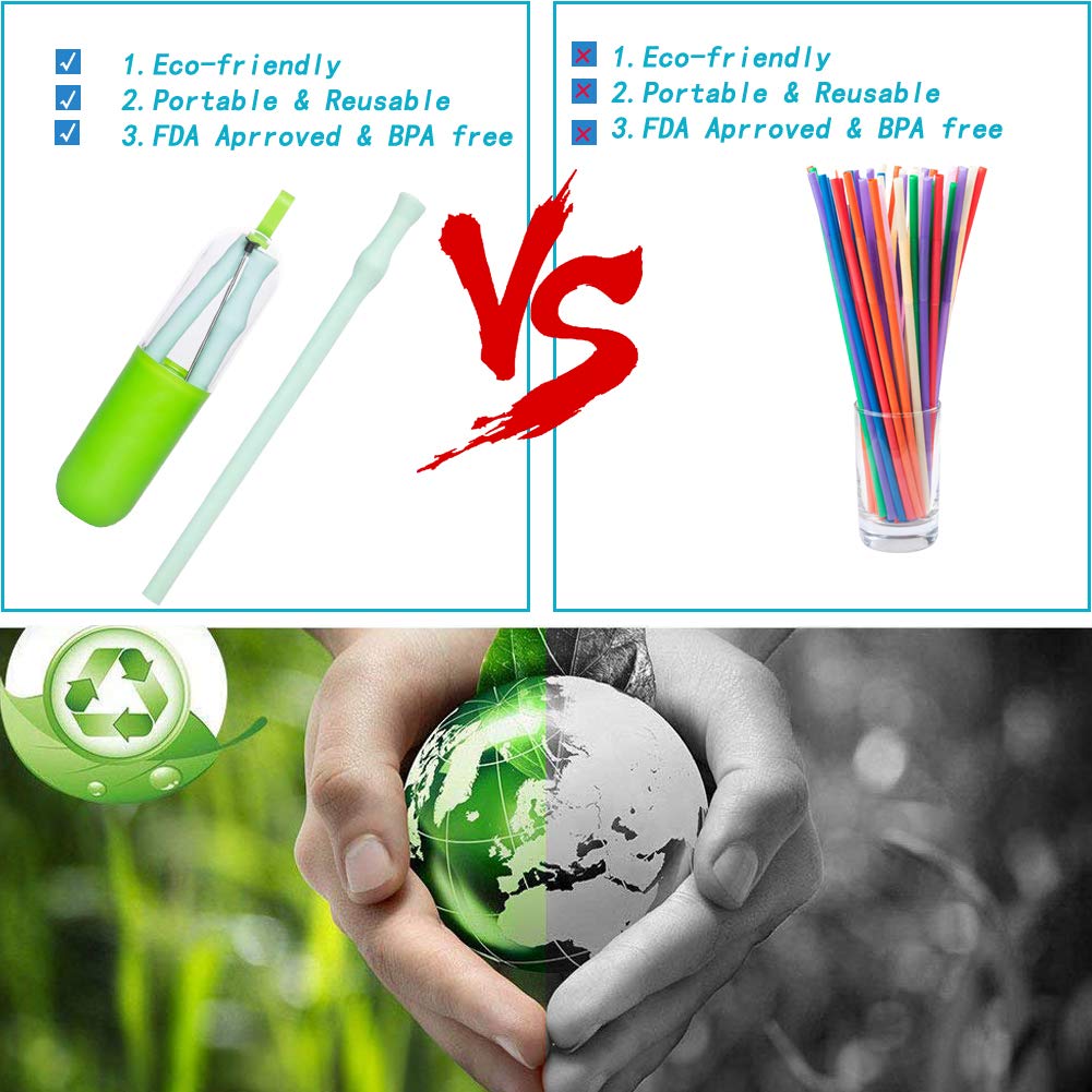 Reusable Collapsible Silicone Straw 2 Pack -10\