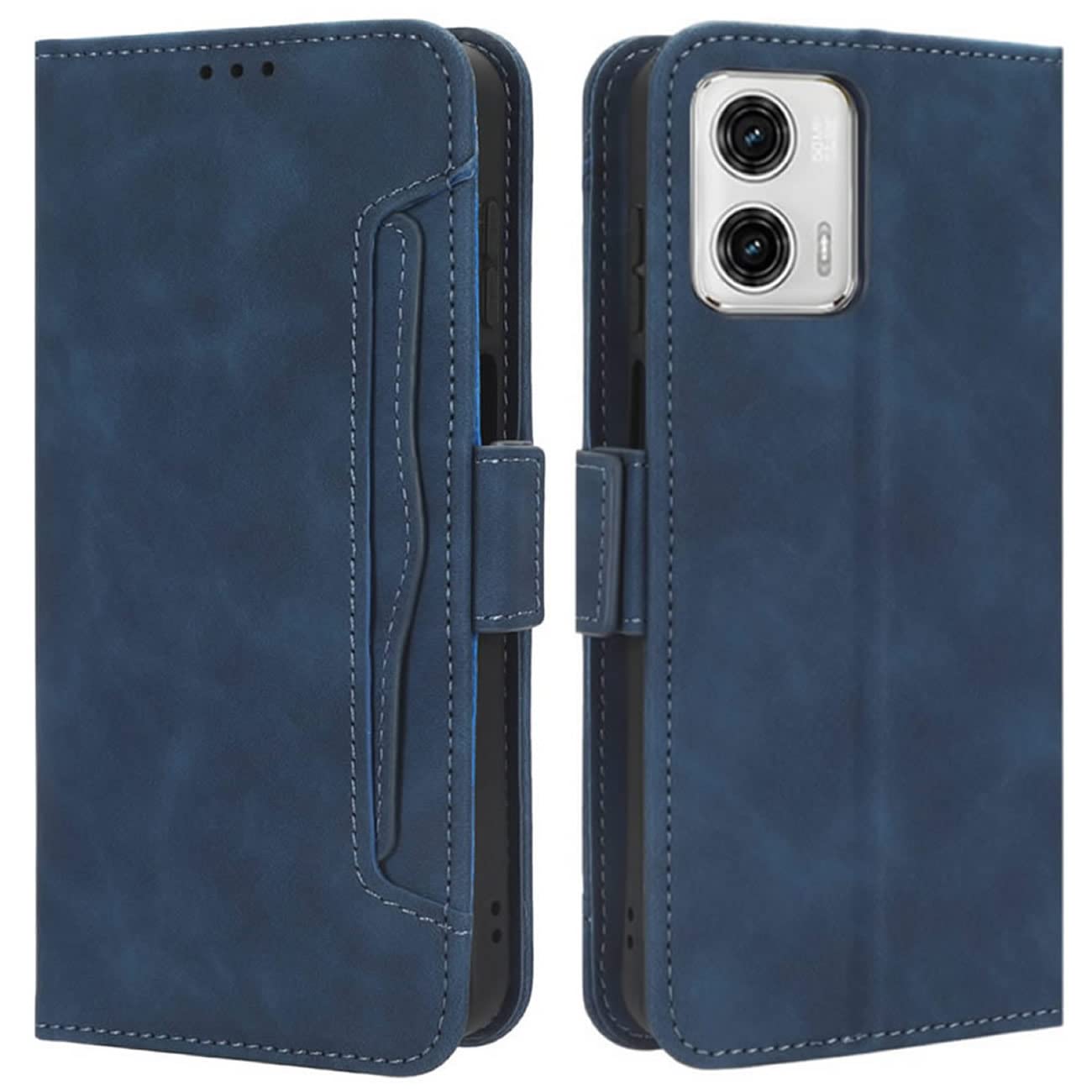 HualuBro Motorola Moto G73 Case, Magnetic Full Body Protection Shockproof Flip Leather Wallet Case Cover with Card Holder for Motorola Moto G73 5G Phone Case (Blue)