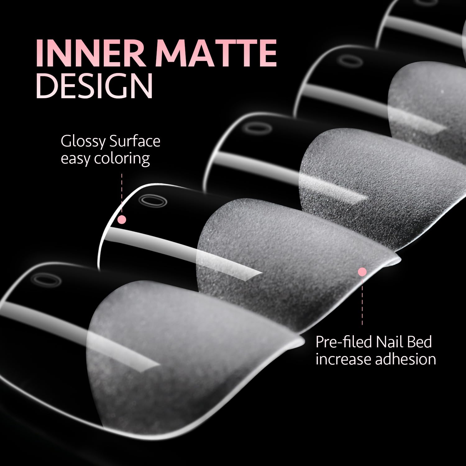 GAOY Short Coffin Fake Gel Nail Tips, 15 Sizes False Full Cover Acrylic Press on Nails, 240Pcs Soft Half Matte Tips - Image 5