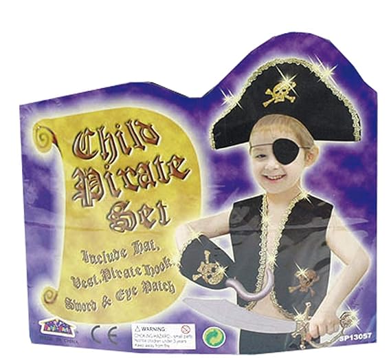 Spiel AG Kinder Piratenkostüm Verkleidung Karnevalskostüm Pirat mit Schwert und Haken