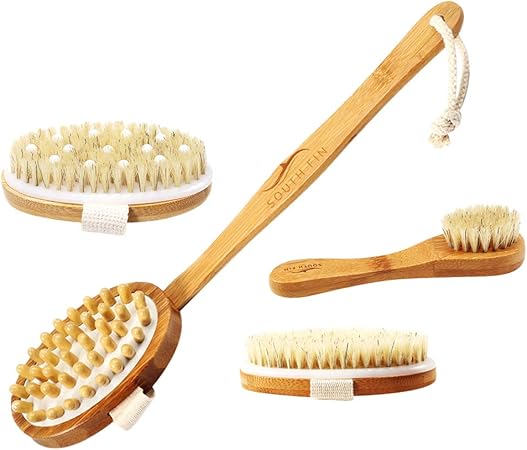 Amazon プロの乾燥肌ブラシ取り外し可能なハンドルボディバスマッサージスクラブ5pcs Chiwanji ボディブラシ 通販