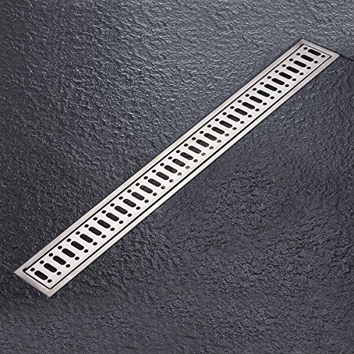 Fyeer Linear Shower Drain Floor Drain Bars Drain Strainers with Removable Grate, 32-Inch, Brushed 304 Stainless Steel
