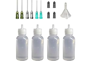4 Pack Applicator Bottle with Blunt Needle Tip - 30ml Squeezable Dropper Bottles, Storage Caps, 14ga 16ga 18ga Needle Tips an