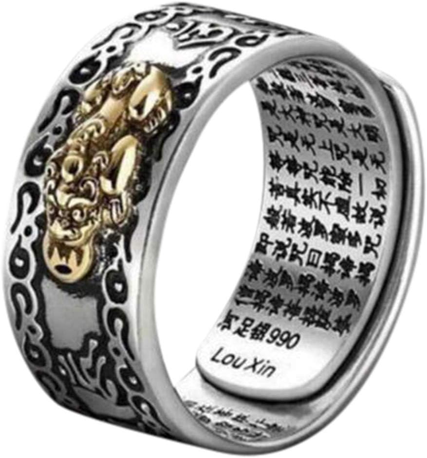Oriental Pixiu Charm Ring for Men Women Adjustable Fengshui Lucky Wealth Buddist Jewelry Gift Idea for Daily Special Occasions