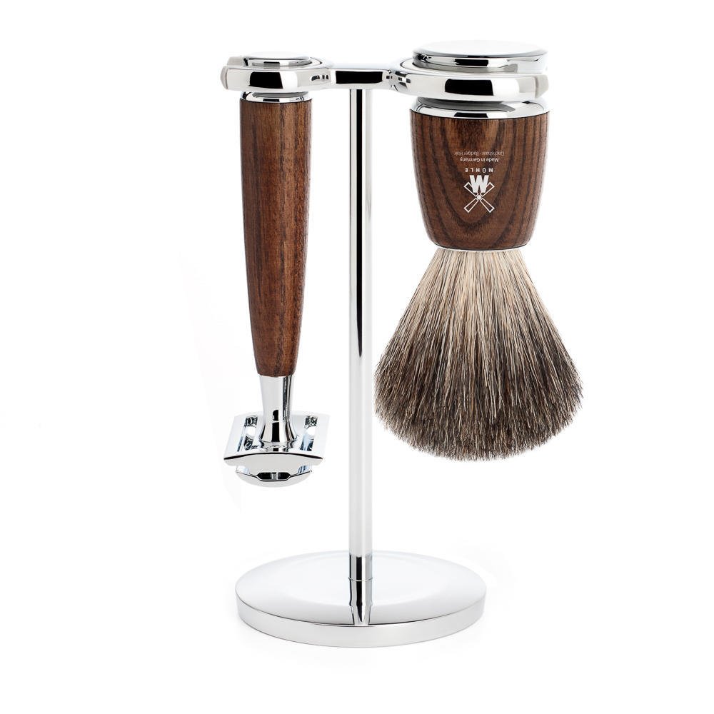 Mühle Shaving Set Gray Badger Shaving Brush, Rytmo Classic Razor