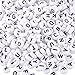 Souarts 1200pcs Acrylic Letter Beads Craft Beads for Bracelets 6x6mm Plastic Beads Letter Cube/Round Shape Loose Beads (White)