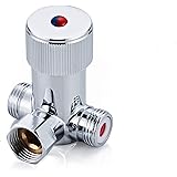 Fyeer Solid Brass DN15 1/2" Hot and Cold Water Mixing Valve for Touchless Sensor Faucet,Temperature Adjustable Automatic Fauc