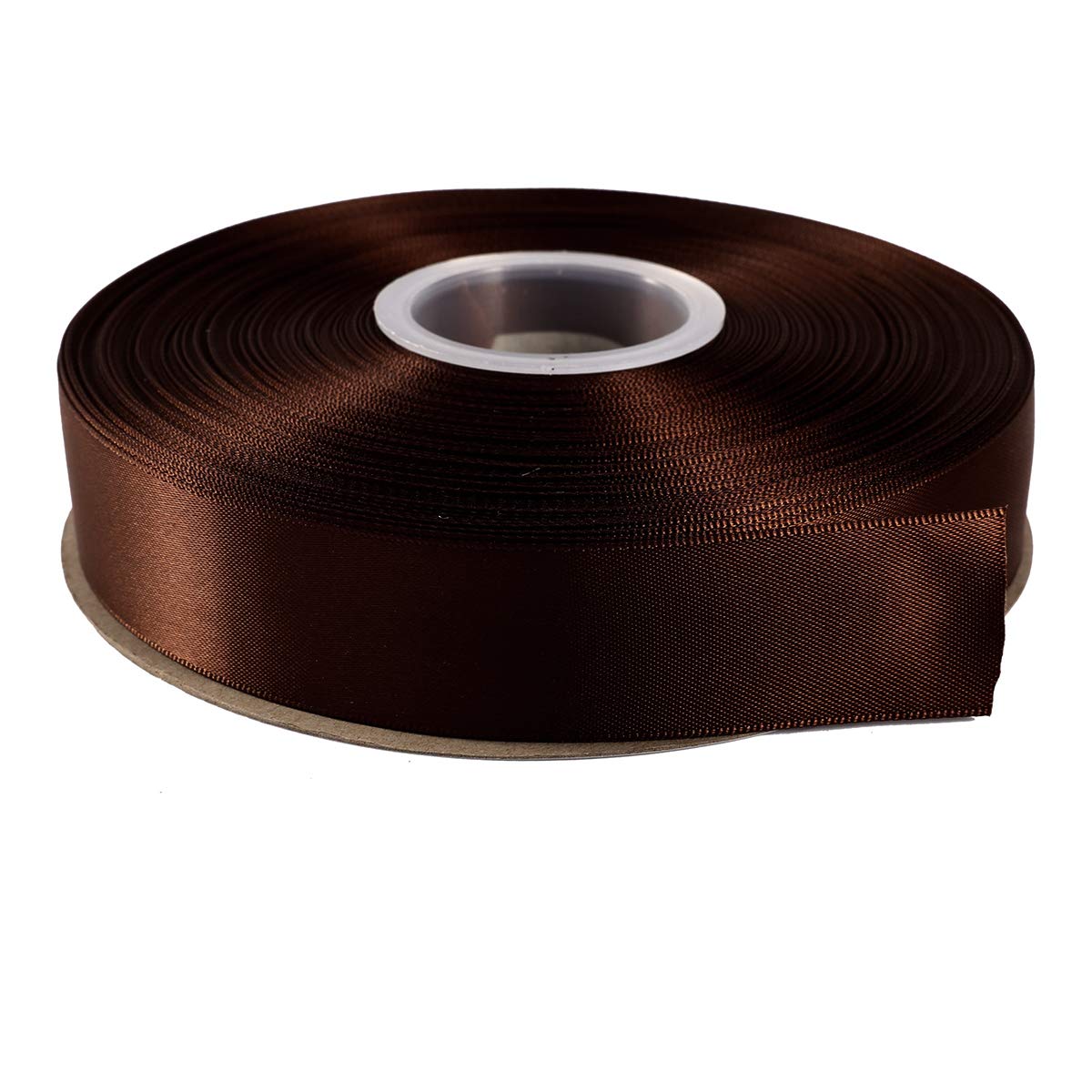 ITIsparkle 25mm Width (1") Double Faced Satin Ribbon 45 Meters (Full Reel) Crafts Gift Wrap Floristry - Brown Ribbon