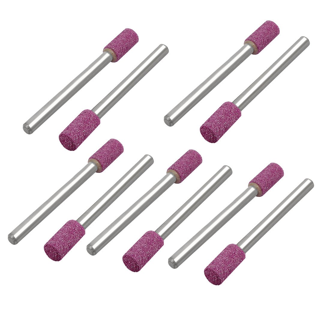 Sourcingmap 3mm 1/8-inch Shank 5mm Dia Cylinder Head Mandrel Mounted Grinding Point Pink 10pcs