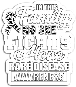 Decal Stickers for Laptop Sticker for Tumblers in This Family No One Fights Alone Rare Disease Awareness Waterproof Decal Perfect for Phone Water Bottle Vehicles (5 Pcs/Pack)