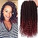 12 Inches 6 Packs Senegalese Spring Twist Hair with Curly Ends Short Ombre Crochet Hair Bounce Synthetic Crochet Braids (T1B-Burgundy)