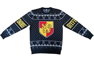 Bioworld Harry Potter House Crest Jacquard Black Ugly Christmas Sweater