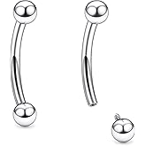 Ruifan 20g 18g 16g 14g 12g 8g 6g 4g 2g Rook Piercing Jewelry Titanium Internally Threaded Curved Barbell Eyebrow PA Tragus Helix Conch Lobe Earrings Lip Rings Body Piercing Jewelry For Women Men