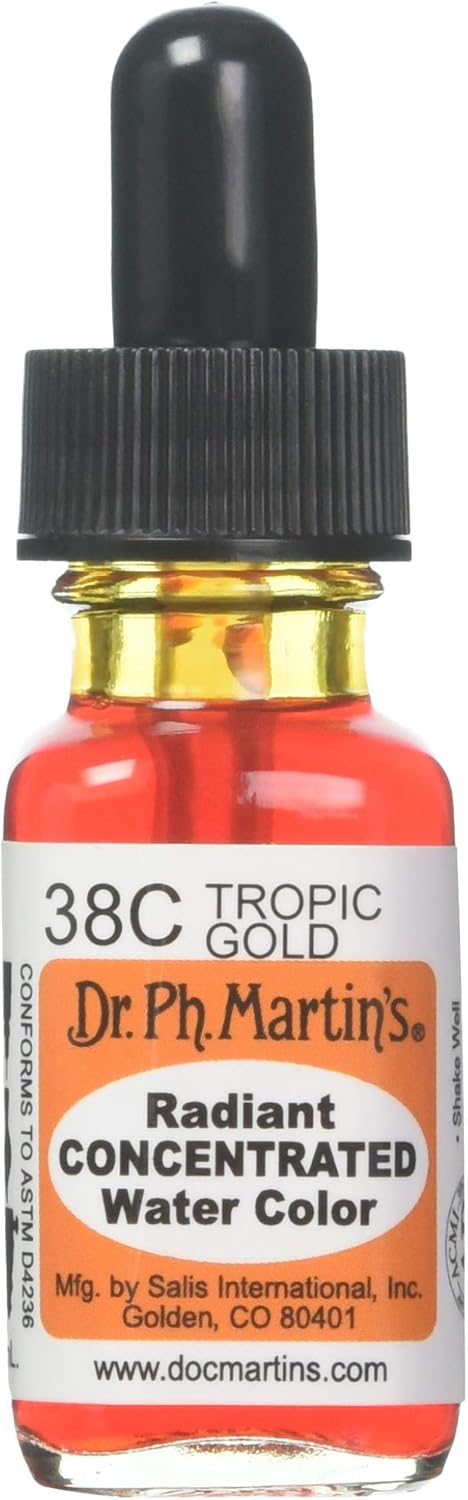 Dr. Ph. Martin's Radiant Concentrated Water Color, 0.5 oz, Tropic Gold (38C), 15 ml (Pack of 1)