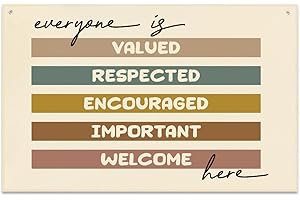 JRHUNG Everyone is Valued Banner Playroom Decor 21 in x 33 in Classroom Welcome Quote, Boho Classroom Decor, All are Welcome Here, Rainbow Wall Banner, Playroom Decor, Hanging Banners for Wall Decor