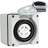 Afurkuot 30 Amp Generator Twist Locking Adapter Female Plug Power Outlet Box NEMA L14-30C, ETL Listed 125/250V Power Outlet w