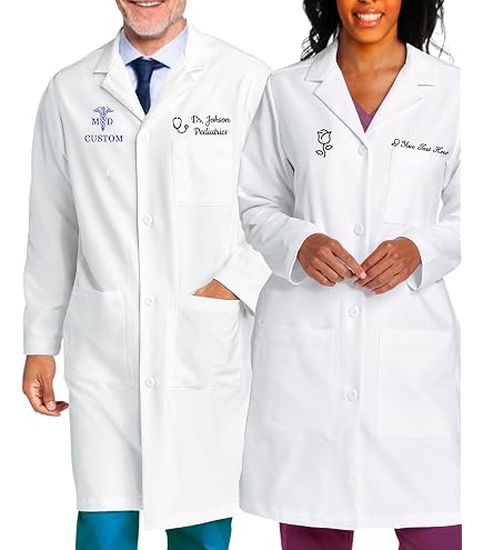 Mintao Blouse De Laboratoire Brodée Personnalisée - Blouse Blanche 3 Poches Manches Longues