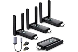 YUYUNLOMN Wireless HDMI 3 Receivers and Transmitter Set,50M/165FT,No Hot,Plug and Play,2.4/5.8GHz Wirelessly Stream to Multiple TV/Projectors,USB-C Wireless HDMI Splitter for Macbook/DVR/Camera/Laptop/Switch/PC