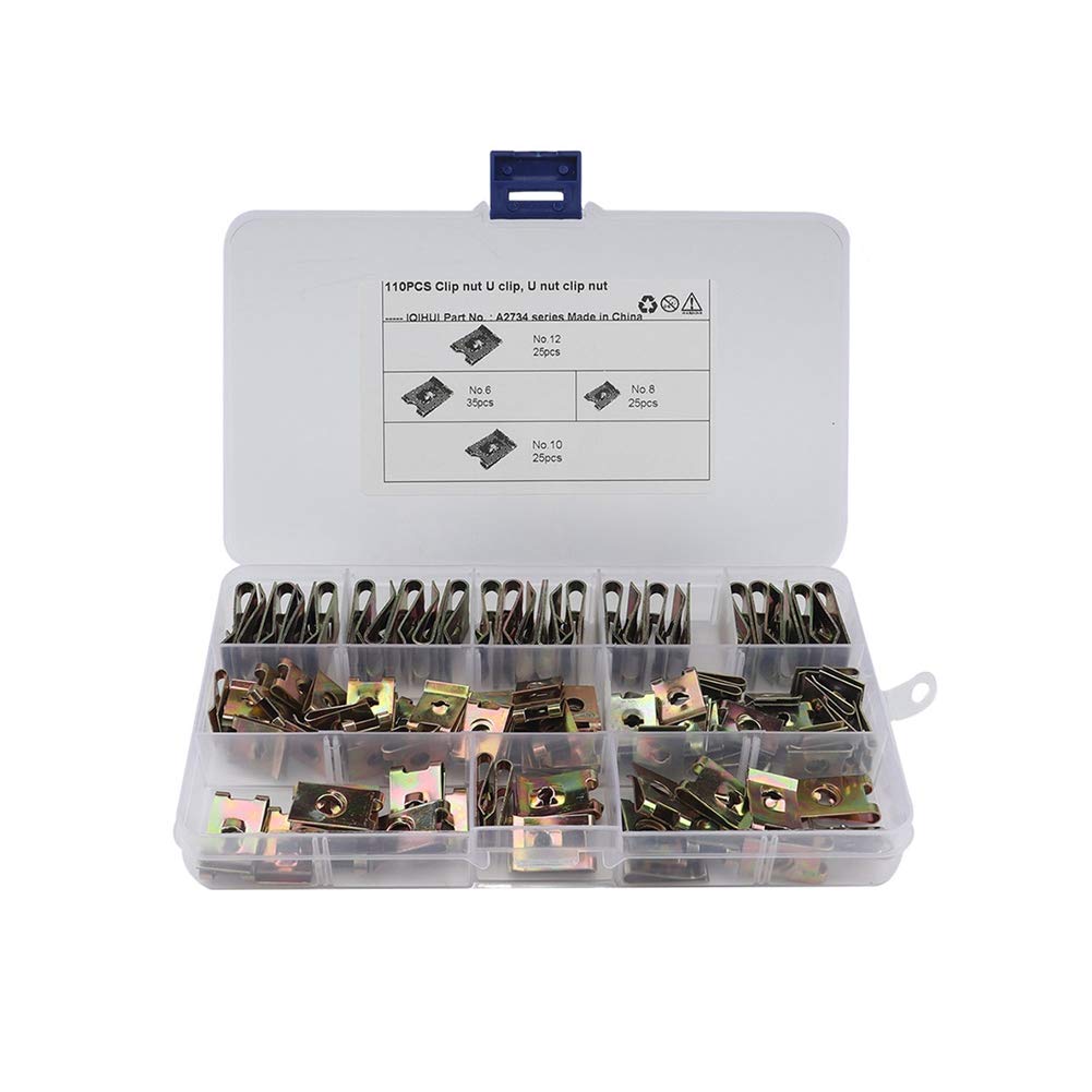 Asudaro Stainless Steel Clip Nuts, 110 Pieces Metal U Nuts Car Door Trim Screw U-Type Holding Clamp for Vehicle Interior Decoration Plate