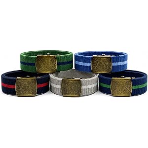 VNLVNL Cotton Canvas Web Belt for Men, 5-Pack, Cut-to-Fit, Metal Buckle