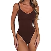 ZRMTUS Womens V Neck Bodysuit Shirts Plunge Backless Sleeveless Tank Tops Thong Body Shapewear Body Suit