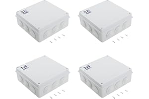 DJC Supply Co. 8" x 8" x 3" PVC Waterproof Plastic Junction Conduit Box with Pre molded 3/4" & 1" Conduit holes (8" x 8" x 3", 4 Pack)