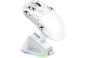 MAGIC-REFINER Attack Shark X11 59g Superlight Wireless Gaming Mouse with Grip Tape, RGB Charging Dock，BT/2.4G Wireless/Wired Pc Mouse, 22000 DPI,5 Programmable Buttons for Pc/Mac(White)