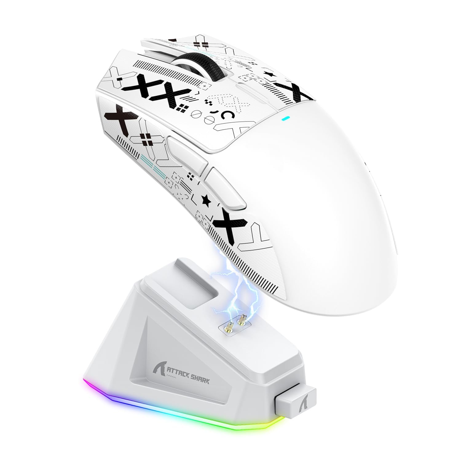 Photo 1 of MAGIC-REFINER Attack Shark X11 59g Superlight Wireless Gaming Mouse with Grip Tape, RGB Charging Dock?BT/2.4G Wireless/Wired Pc Mouse, 22000 DPI,5 Programmable Buttons for Pc/Mac(White)