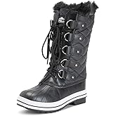 POLAR Womens Snow Boot Nylon Tall Winter Fur Lined Snow Warm Waterproof Rain Boot