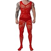 EHSUYAB Mens Lingerie, Sexy Gift For Him Body Stockings, Fishnet Bodysuit Lace Jumpsuit Rave Outfits Glow Party Club