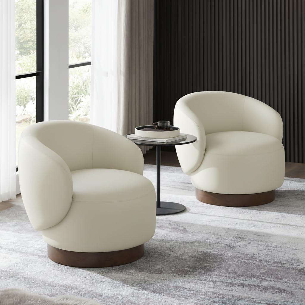 Photo 1 of 1 pc only
KISLOT Swivel Accent Chair Modern Round Barrel Armchair with Upholstered Faux Leather for Living Room Bedroom Waitingroom
