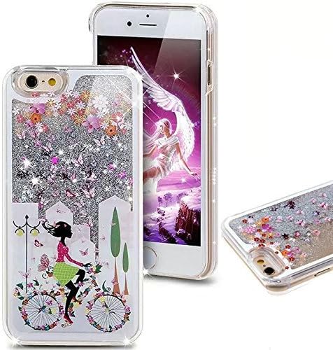 iPhone 6s case,iphone 6 case, liujie Liquid,Cool Quicksand Moving Stars Bling Glitter Floating Dynamic Flowing Case Liquid Cover for Iphone 6 (girl bike-sliver)