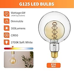 ALAMPEVER Large Globe LED Light Bulbs, Decorative