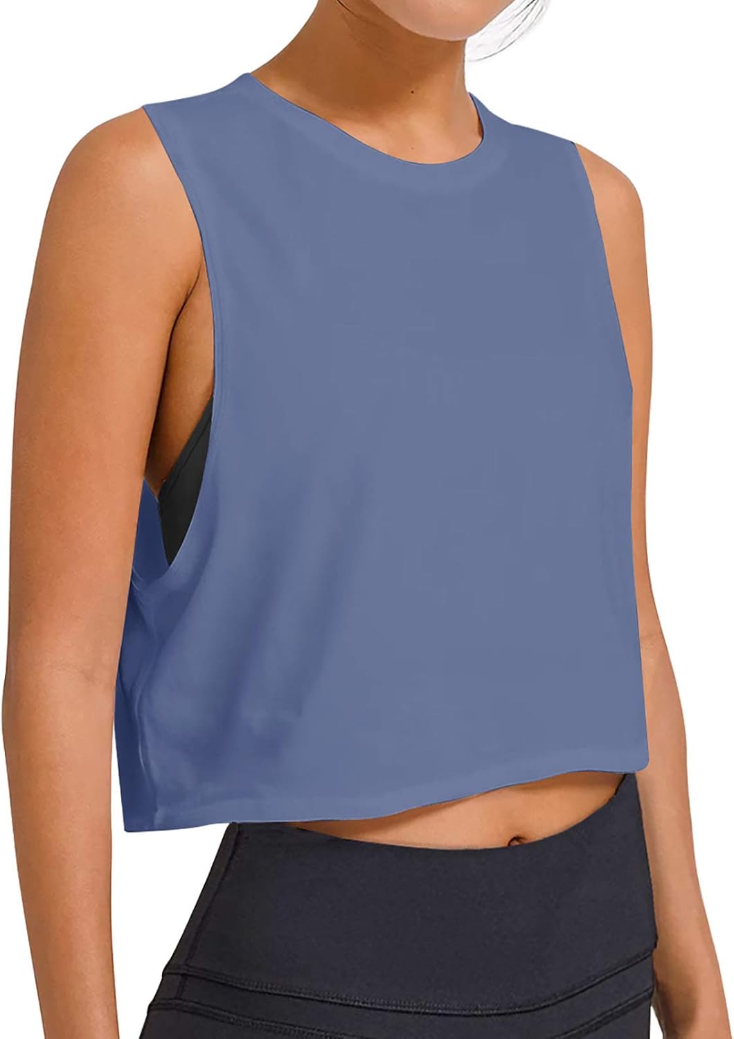 LASLULU Crop Tops Workout Tops Loose