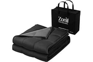 ZonLi Weighted Blanket (60''x80'', 20lbs, Grey/Black), Cooling Weighted Blanket for Adults, High Breathability Heavy Blanket,
