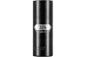 BLACKROBOT 1/2 Inch Drive 6-Point Deep Socket, 3/4 Inch Deep Impact Socket, CR-V Steel