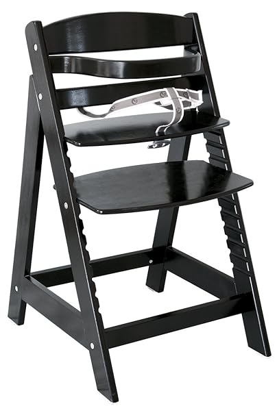 roba Treppenhochstuhl Sit Up III, mitwachsender Hochstuhl vom Babyhochstuhl bis zum Jugendstuhl, Holz, schwarz