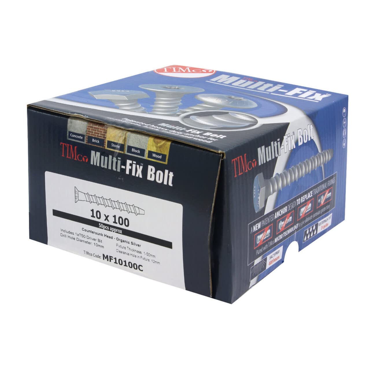 TIMCO Multi-Fix Bolt Countersunk Exterior Silver - 8.0 x 75/M10