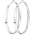 Senteria 5MM Wide 925 Sterling Silver Hoop Earrings for Women Hypoallergenic Extra Large Silver Hoops Earrings Large Oversize Big Thick Hoop Earrings for Women 30/40/50/60/70MM