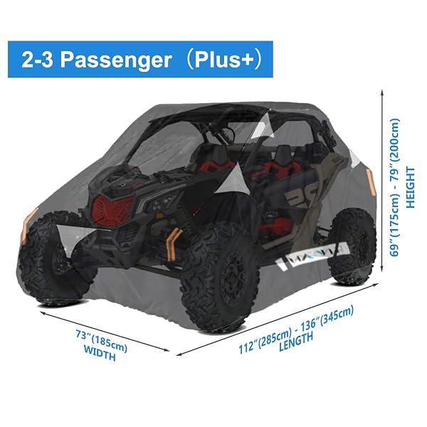 HAYCOVER UTV COVER WATERPROOF HEAVY DUTY OXFORD CLOTH ALL WEATHER PROTECTION COVERS FOR CAN-AM MAVERICK X3 POLARIS RZR/XP TURBO S YAMAHA KAWASAKI TERYX KRX UTV ACCESSORIES, 2-3 SEATER-PLUS