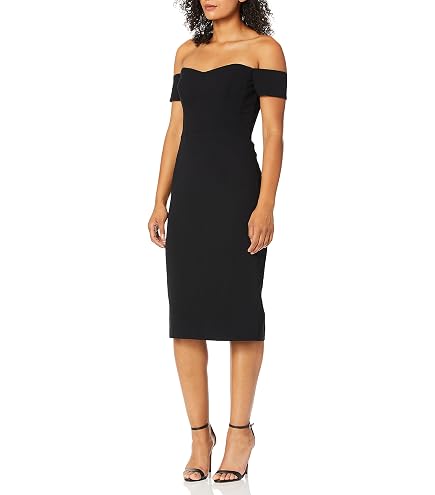 Dress the Population Women's Tiffany one Shoulder Crepe midi, Black, XXS : Clothing, Shoes & Jewelry